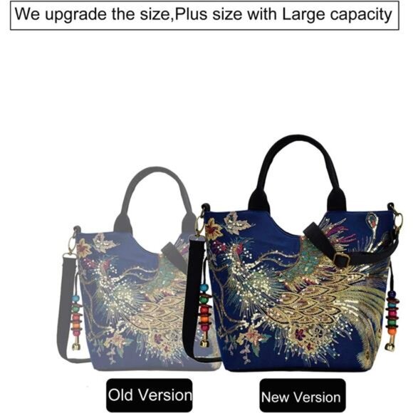 Canavas Shoulder Handbags for Women,Ladies Ethnic Travel Bohemian Bags Tote - Picture 2 of 7